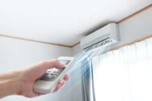 Ductless mini-split being controlled with a remote